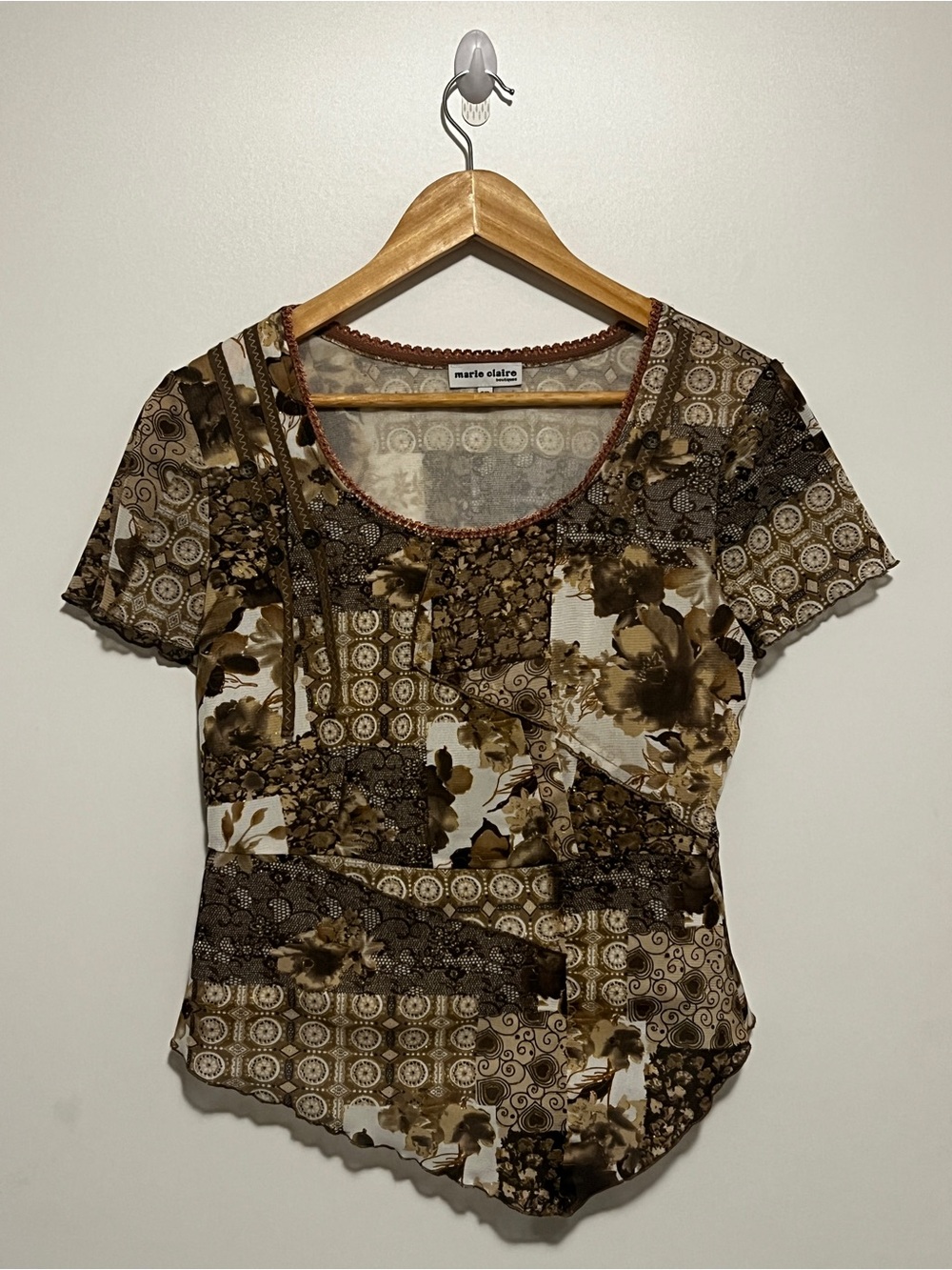 Marie Claire Boutique Mixed Print Floral Top — Size S/P